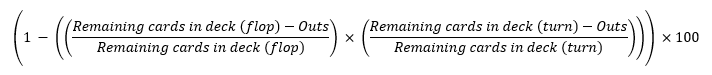 formula for calculating odds when drawing 2 card